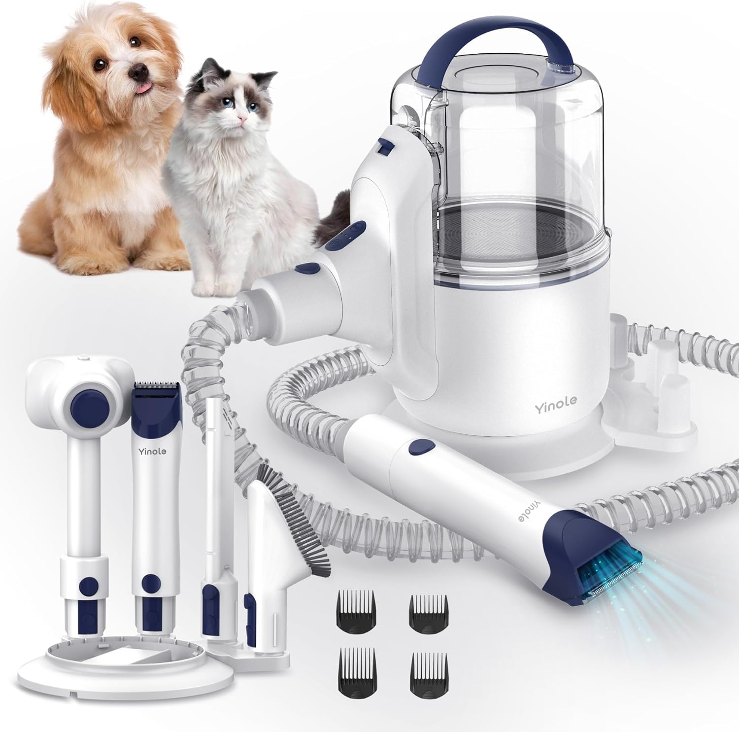 Yinole Dog Grooming Kit 2.5L Large Capacity Dog Grooming Vacuum with Clippers Deshedding Grooming Brush Cleaning Tools Ultra-Quiet Pet Grooming Vacuum for Dogs - P50